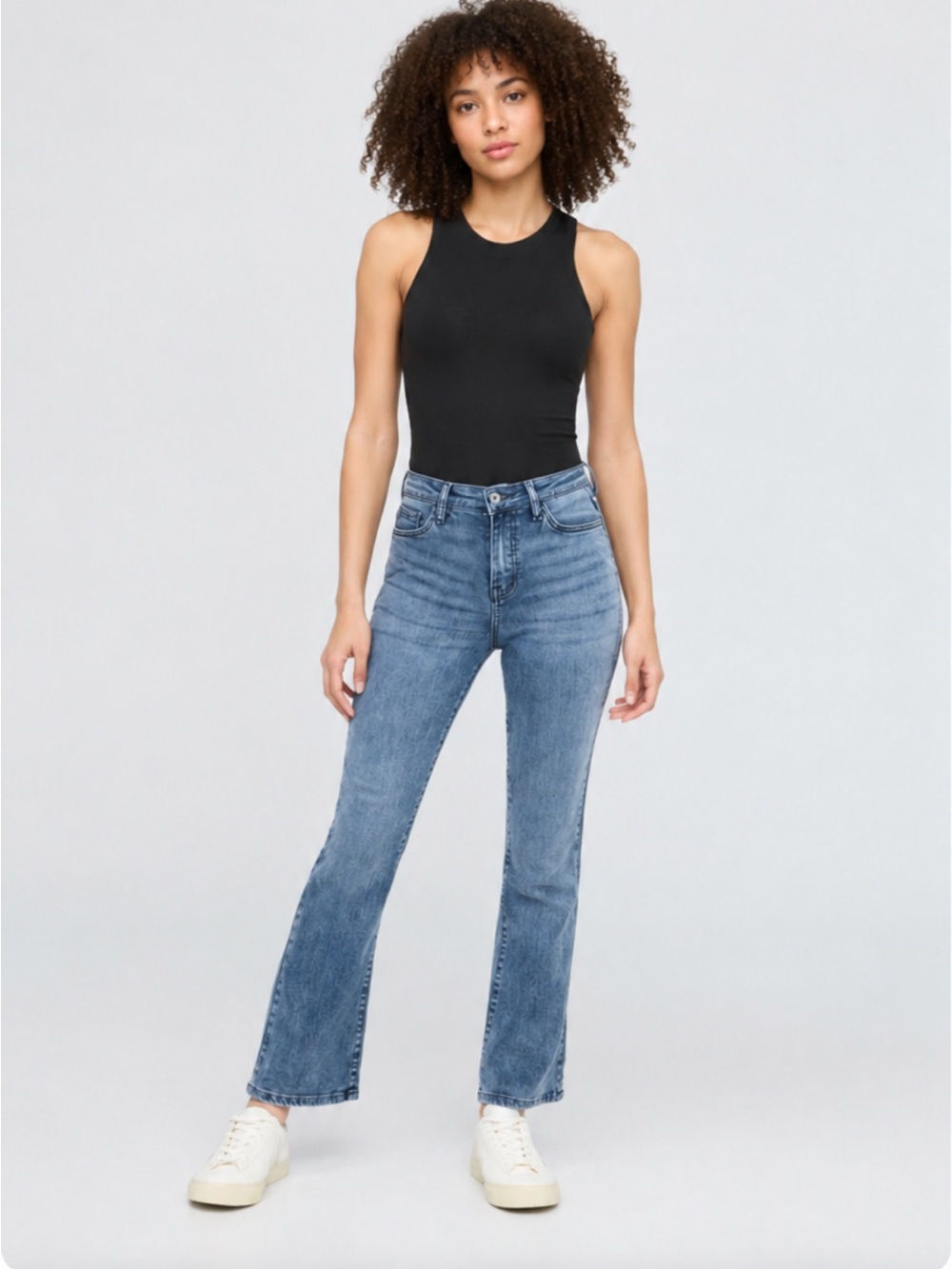 DU/ER No Sweat Denim High Rise Kick Flare Cropped Jeans 28x26 Washed Blue